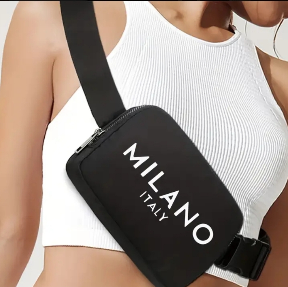 Milano Unisex Black Belt Bag Sleek Minimalist Design
